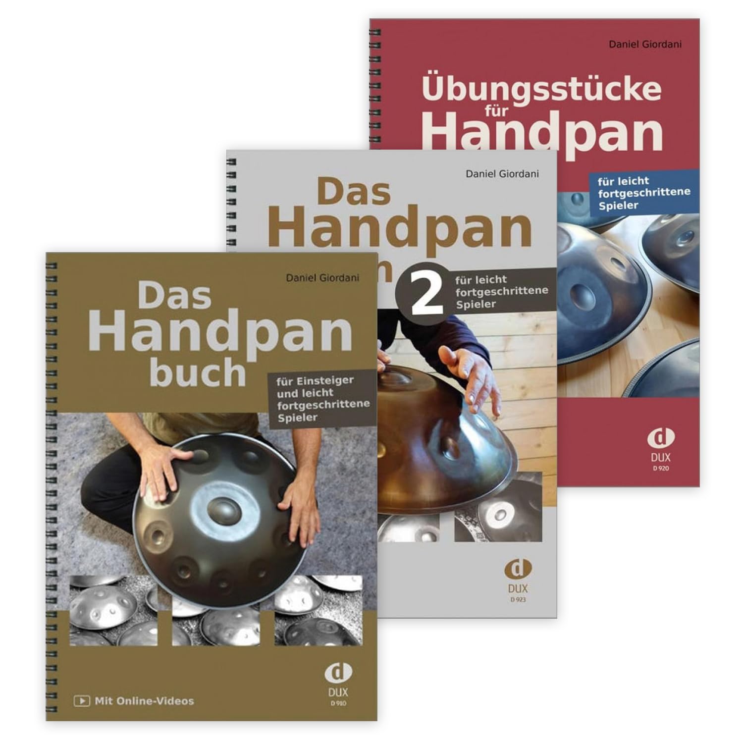 Das Handpanbuch Band 1 + Band 2 + Übungsstücke für Handpan | mit Online-Videos | Daniel Giordani | D910 + D920 + D923 | ISBN 9783868493504 + 9783868494150 + 9783868493849 | Komplettset