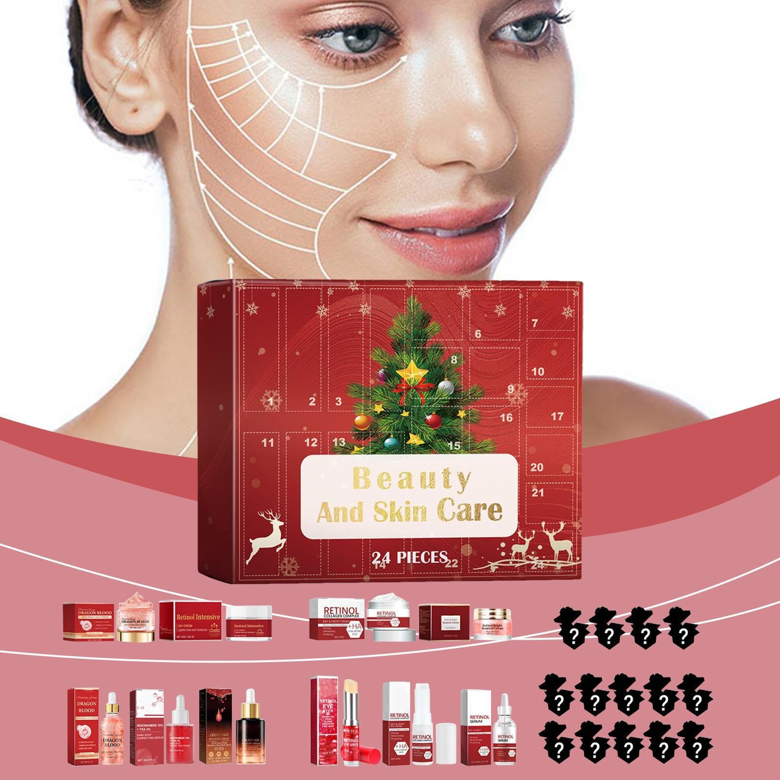 Weihnachtskalender Advent - Hautpflege Gesichtscreme Kit, Urlaub Beauty | Set für tägliche Bad und Körperroutine, Geschenk für Frauen Männer Geburtstag Weihnachten Muttertag Körperverwöhnung