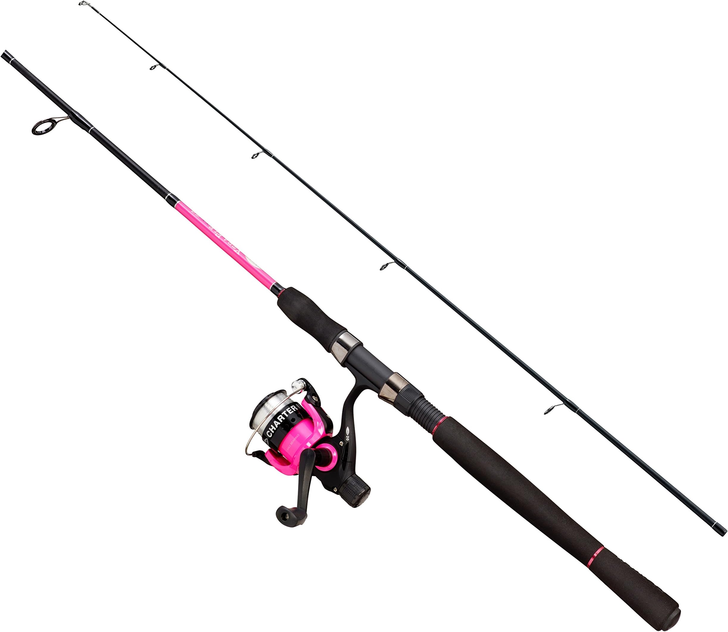 FladenXTRA FLEXX - (2.4m/8ft) 2 Piece Basalt Extra Heavy Lift - Spinning Rod (cw 10-40g) - Paired with Pink or Green CHARTER II 20 Pre-Spooled Spinning Reel For Fresh or Sea Use (Pink) [12K-48240]