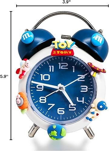 Miniatura 9 de Reloj despertador para niños, reloj analógico para niños, relojes despertadores para dormitorios con personas que duermen mucho con calcomanías de