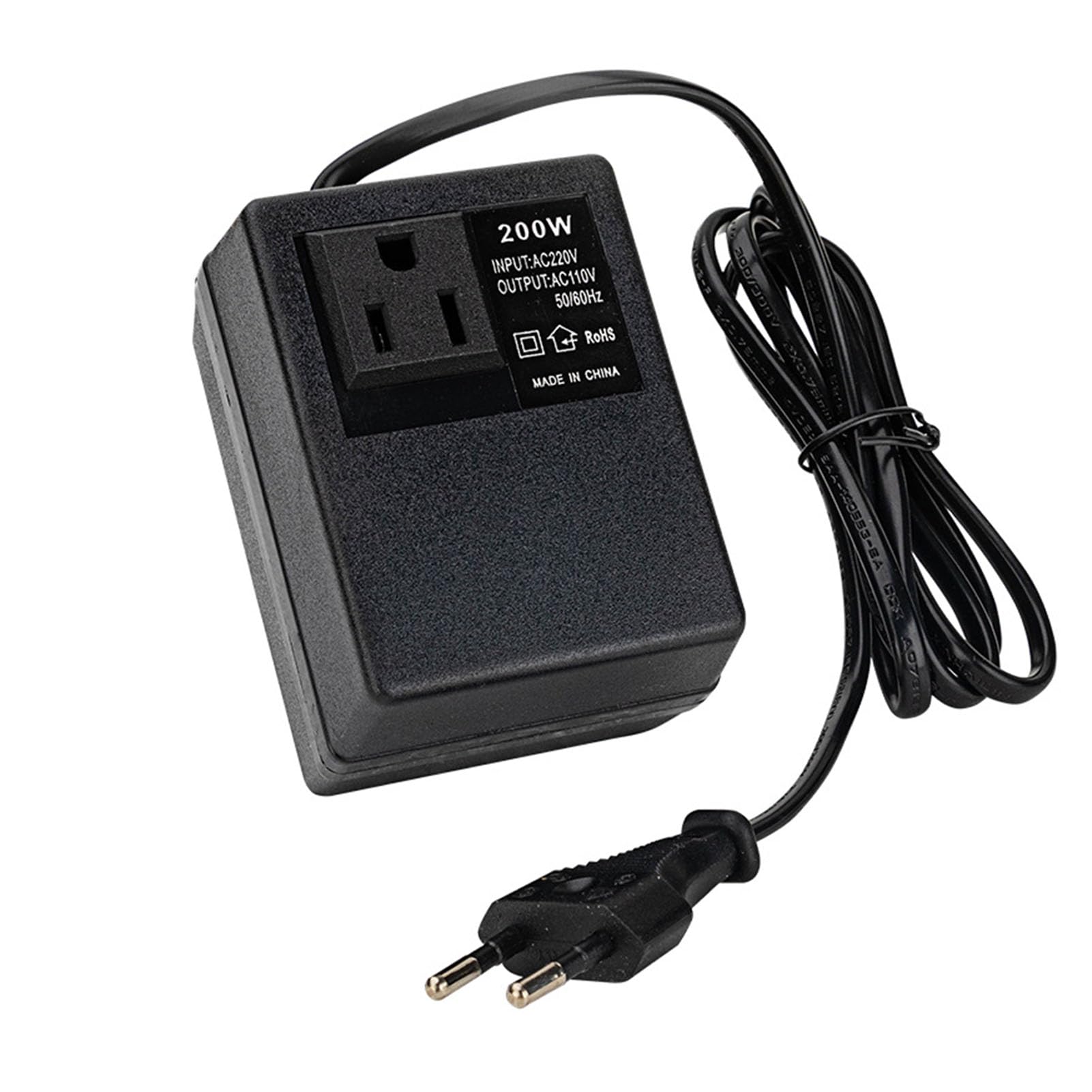 Convertitore di Tensione da 200 W, Trasformatore di Alimentazione Adattatore da Viaggio Portatile, Robusto e Leggero, Trasforma da 220 V a 110 V per Prodotti CA 110 V, Tipo di (Spina europea)