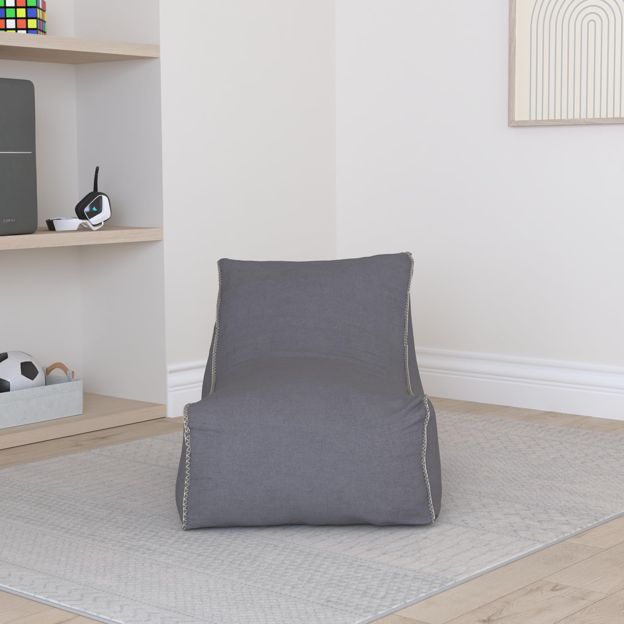 Relaxdays Pouf Poire, avec Dossier, Coussin Sol XXL, Adultes, Doux, intérieur, Mousse, siège géant, Gris