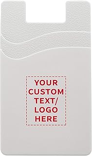 DISCOUNT PROMOS 50 Montego Silicone Phone Wallets Pack - Customizable Text, Logo - Strong Adhesive, Dual Pocket - White