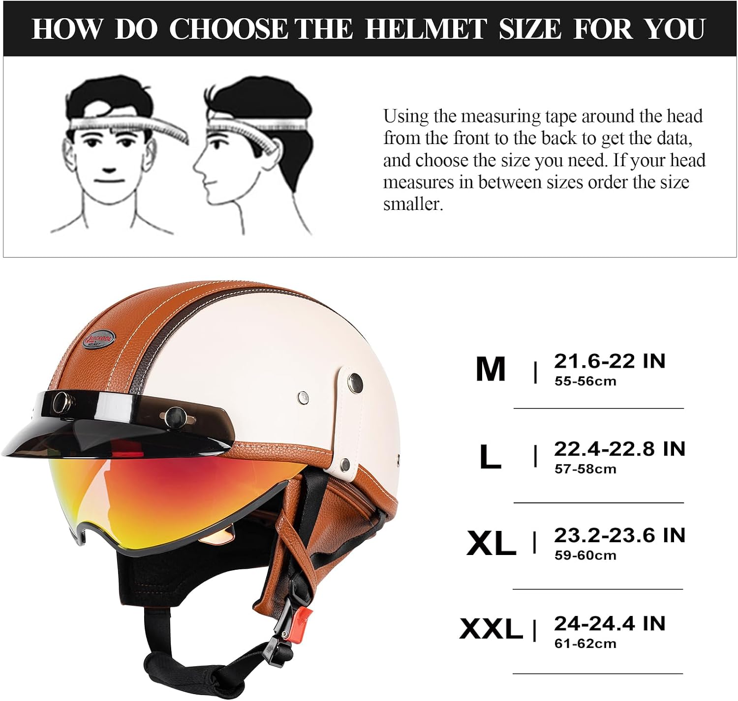 Vintage Half PU Leather Helmet Motorcycle Retro Open Face Revo Red Sun Visor Quick Release Buckle DOT Approved Cycling Motocross Suits Men Women
