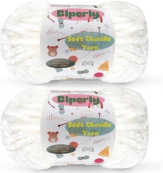 2 Skeins Fluffy Chenille Yarn for Crocheting - Chunky Velvet Yarn for Scarves Shawls, Baby Blankets, Hats Plush Toys, Plush Yarns Each Skein 49.2yd, 3.5oz Beige