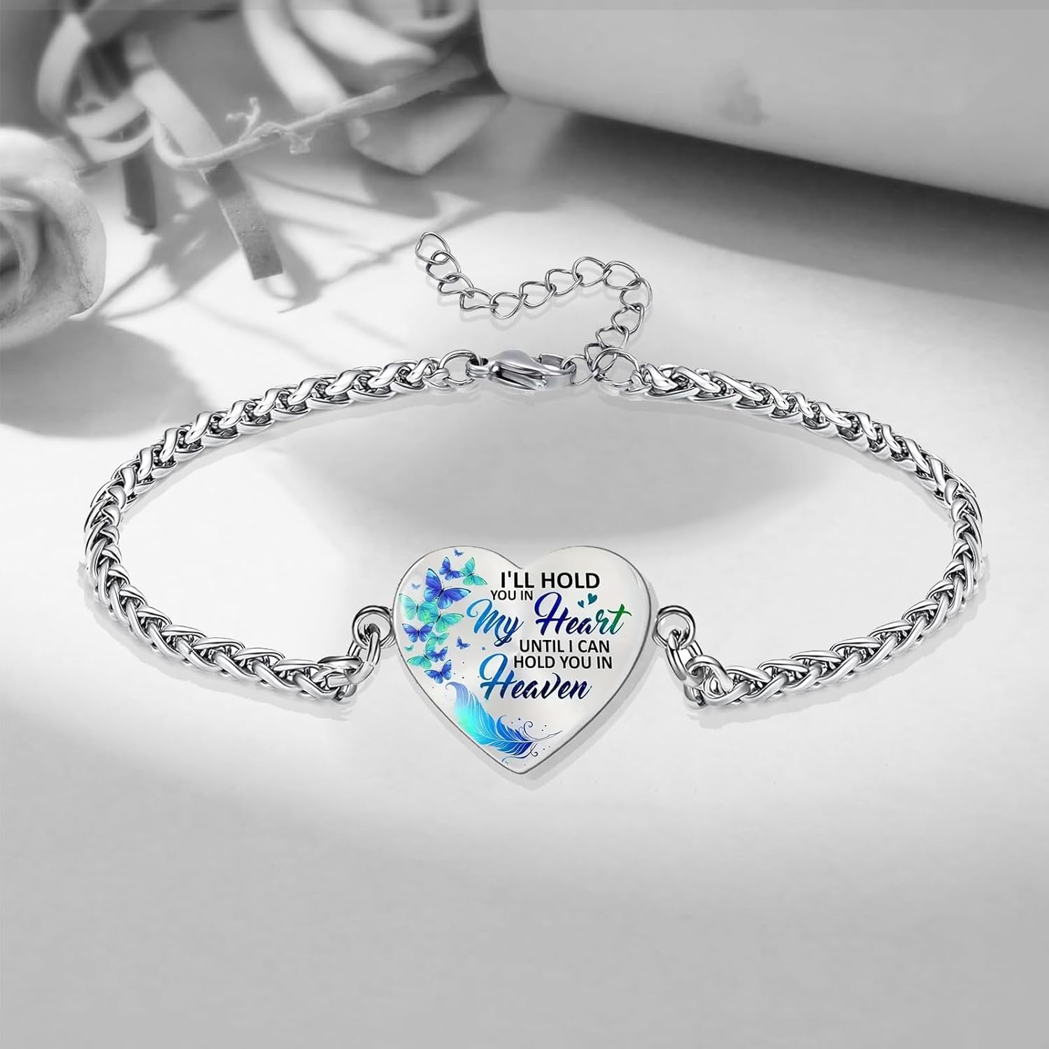 Cremation Jewelry Heart Urn Bracelet for Ashes for Women Memorial Pendant Human Ashes Keepsake Link Bracelet - Image 4