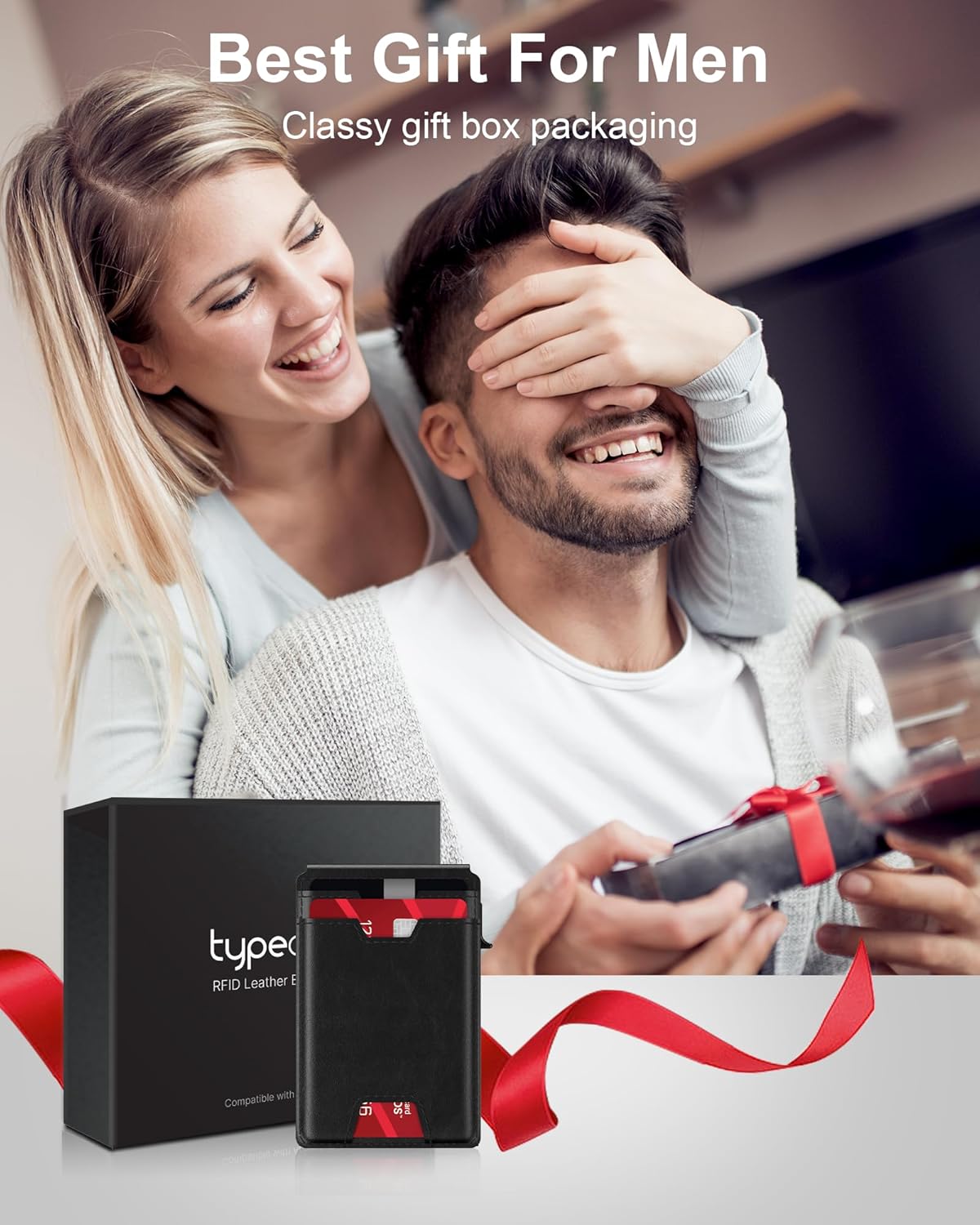 typecase Mens Wallet Card Holder: Pop Up Card Case, Genuine Leather, Smart, RFID Blocking, Slim, Minimalist, Thin, Front Pocket - 9-13 Card Capacitiy | ID Window | Money Clip (Black) - Image 6