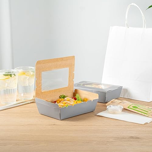 Miniatura 7 de Restaurantware Cafe Vision - Cajas desechables de 42 onzas para llevar, 200 cajas de papel para alimentos, bloqueo de bisagra, resistente a la