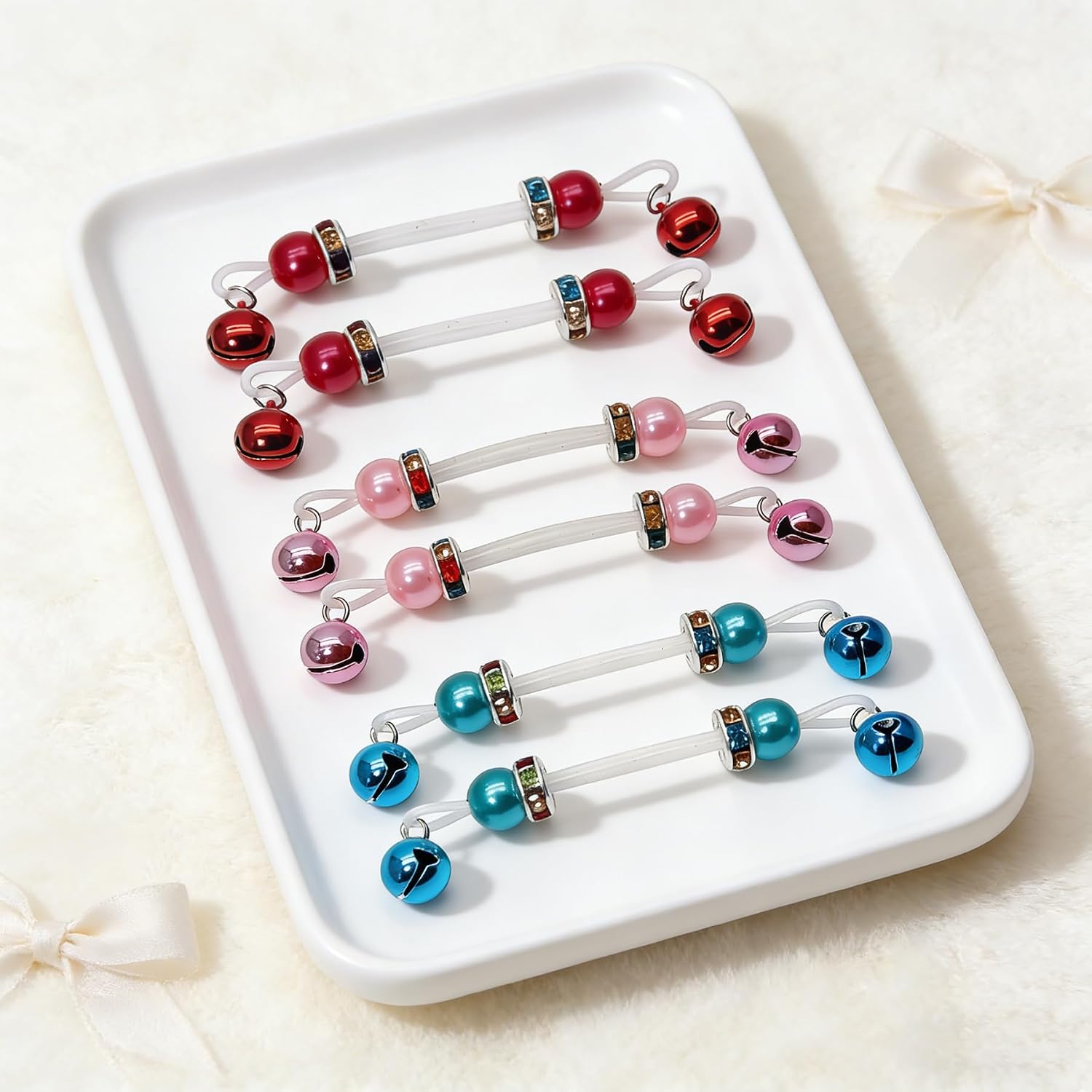 2 Pairs Nipple Jewelry Non Piercing Fake Nipple Rings Jingle Bells Dangle Adjustable Nooses Faux Nipple Piercing Cute Body Jewelry for Men Women