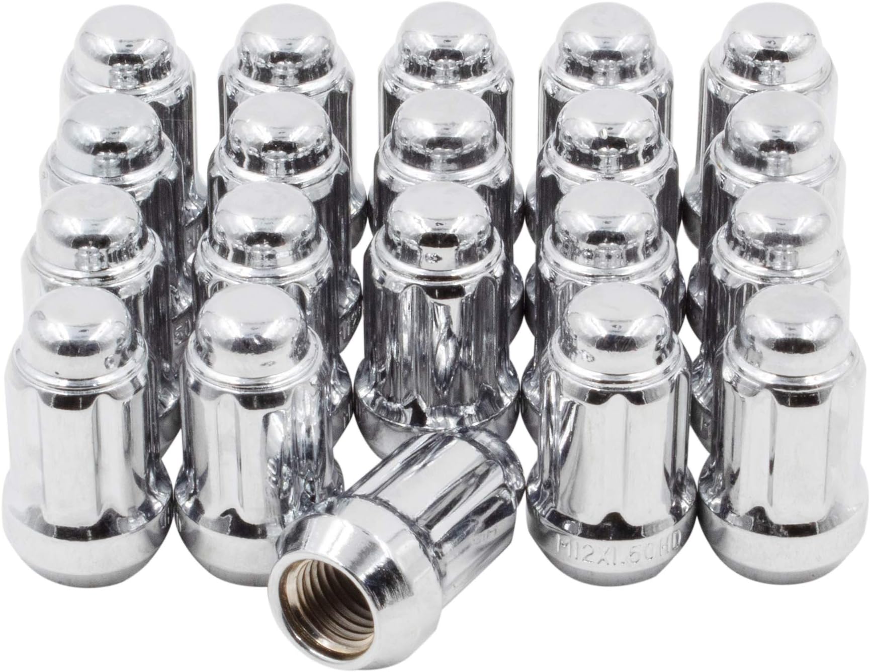 Wheel Accessories Parts 20 Pcs 12mm 1.25 12x1.25 Thread Car Spline 1.38" Long Lug Nut Chrome Spline Fits Most Subaru Pass Cars | Nissan Pass Cars with Aftermarket Wheels