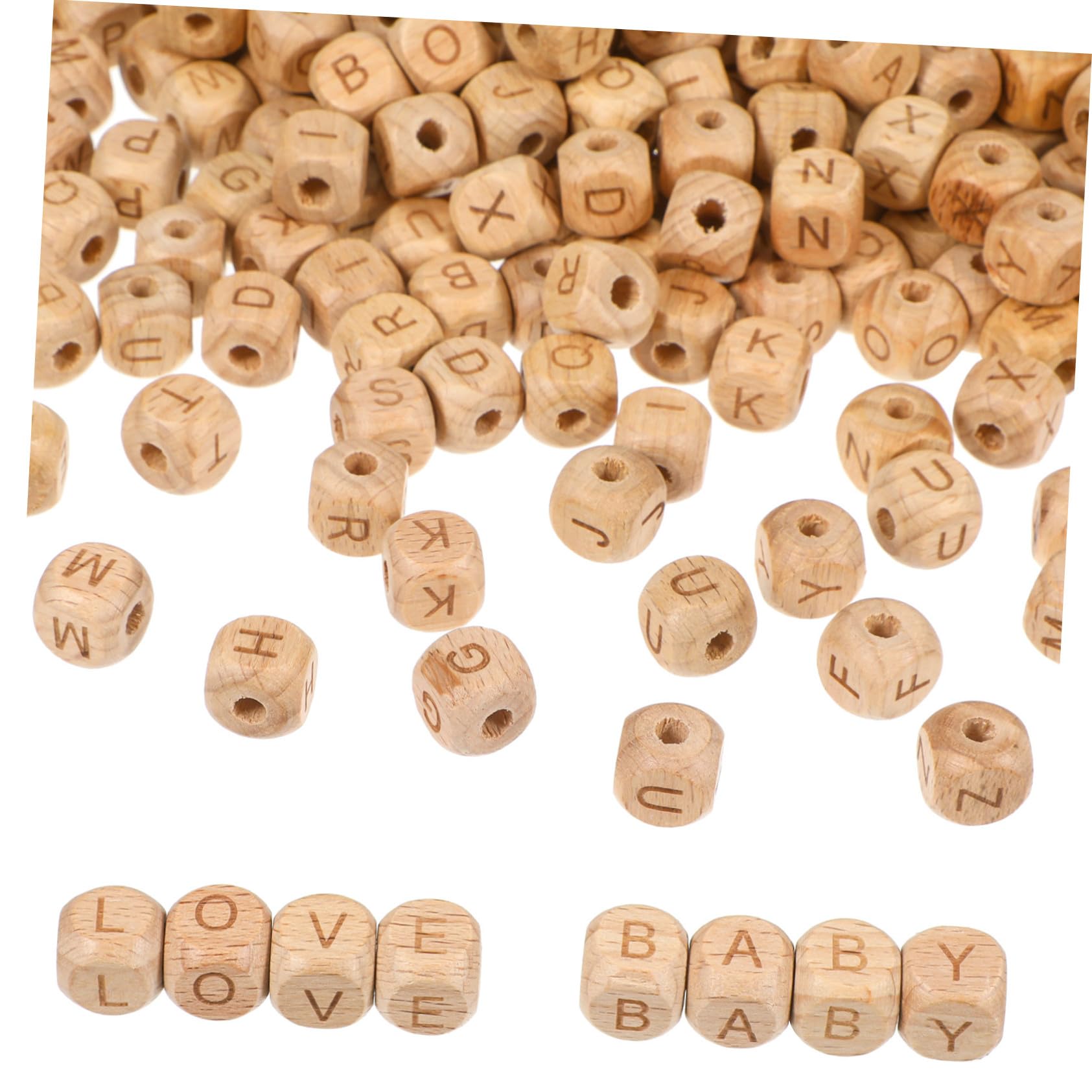 260 Cuentas de Alfabeto de Madera de Haya Cuadradas para Hacer Joyas y Pulseras, Cuentas Artesanales Naturales Alfabeto Completo para Manualidades Creativas