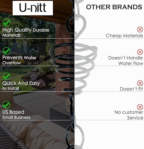 Miniatura 5 de U-nitt Cadena de lluvia colección de agua para canalones, atrapador de agua de lluvia y desviador, cadenas de 8.5 pies para jardín exterior, copas