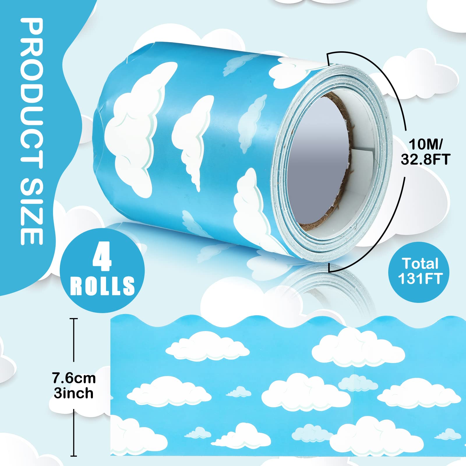 Snapklik.com : Blue Sky Clouds Bulletin Board Border Classroom Borders ...