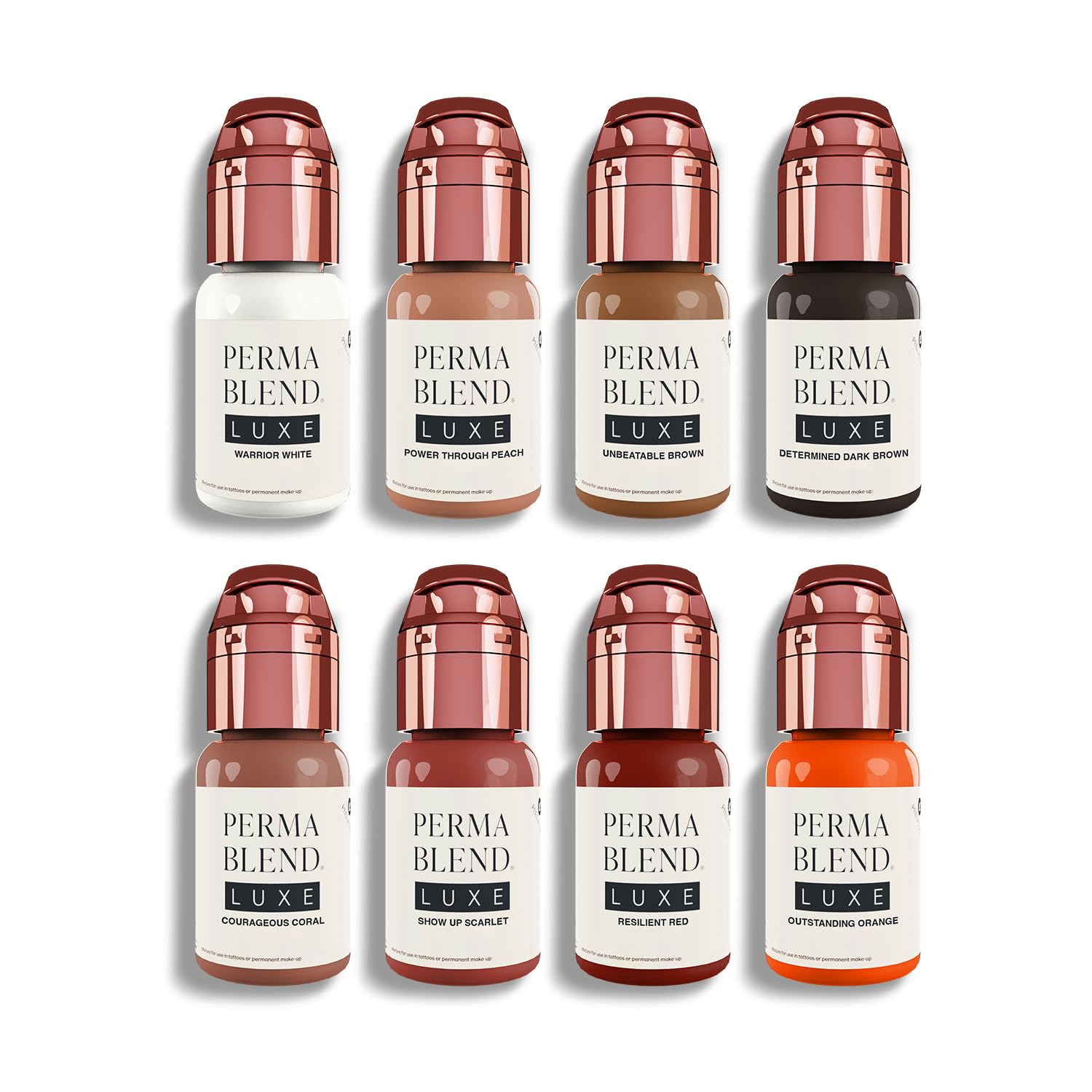 Perma Blend Luxe Vicky Martin Unstoppable Areola Tattoo Ink Set - Includes White, Peach, Coral, Brown, Scarlet, Dark Brown, Orange & Red Tattoo Ink - Microblading Kit (8 Ct, 0.5 oz Each)