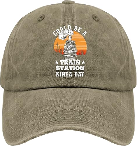 Baseball Caps Could be a Train Station Kinda Day Dad Hat, Graphic Baseball Cap for Men