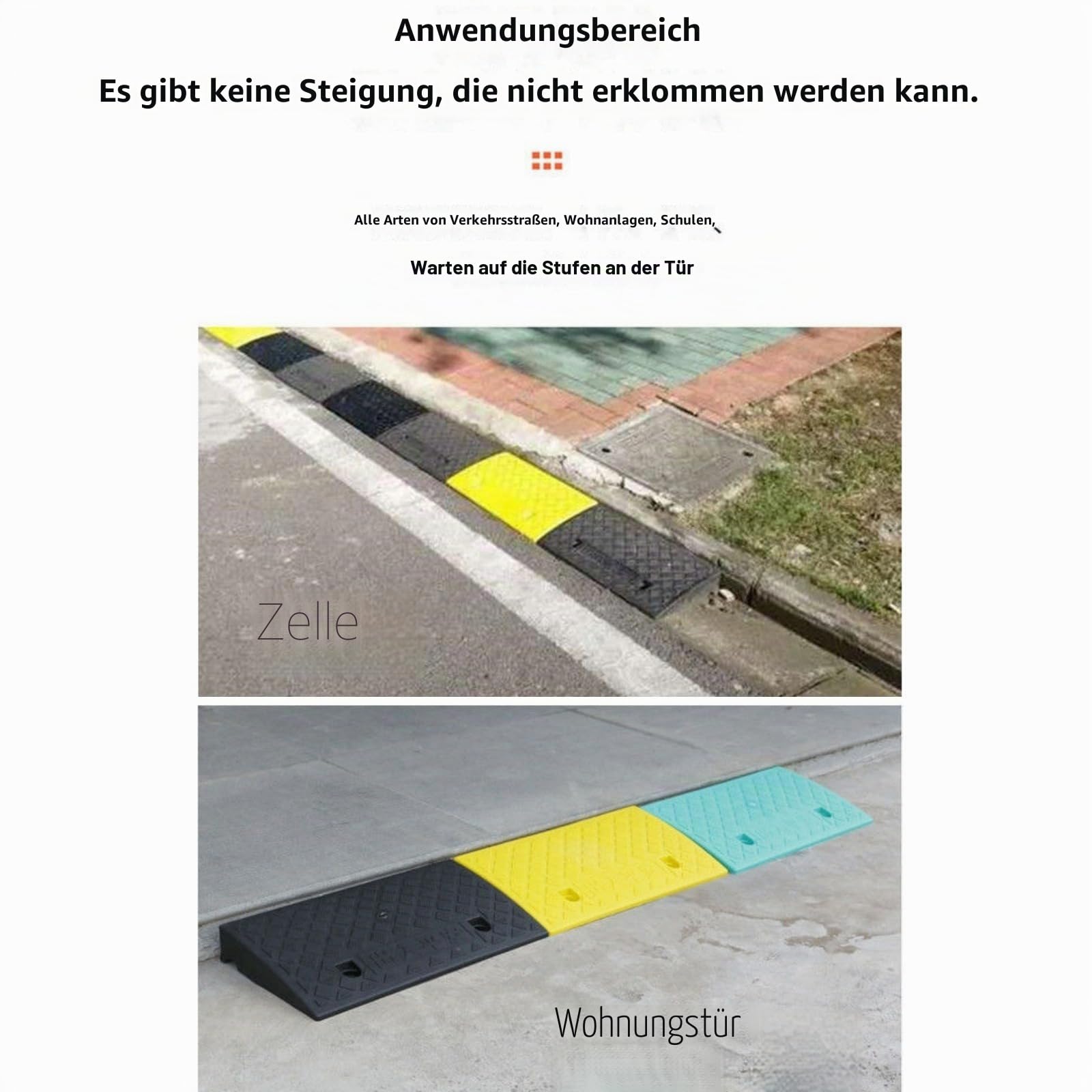 Bordsteinrampe aus Gummi, Schwellenrampe, Höhe 5 – 13 cm, Bordsteinrampe für Bürgersteige, Autos, LKW, Zugang, Fahrräder, Motorräder, Hunde, Rollstühle