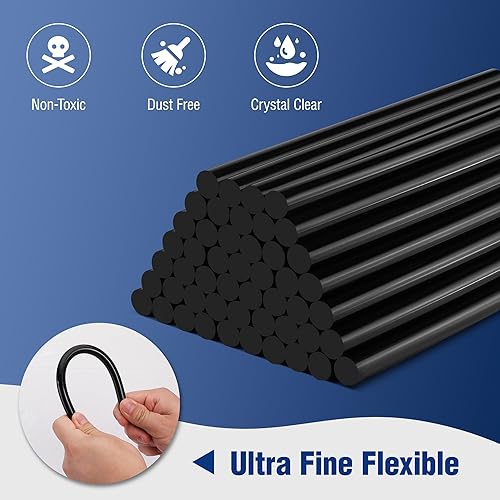 Miniatura 13 de WORKPRO Barras de pegamento caliente tamaño completo, paquete de 50, 0.43 x 8 pulgadas, palitos termofusibles negros para pistolas de pegamento