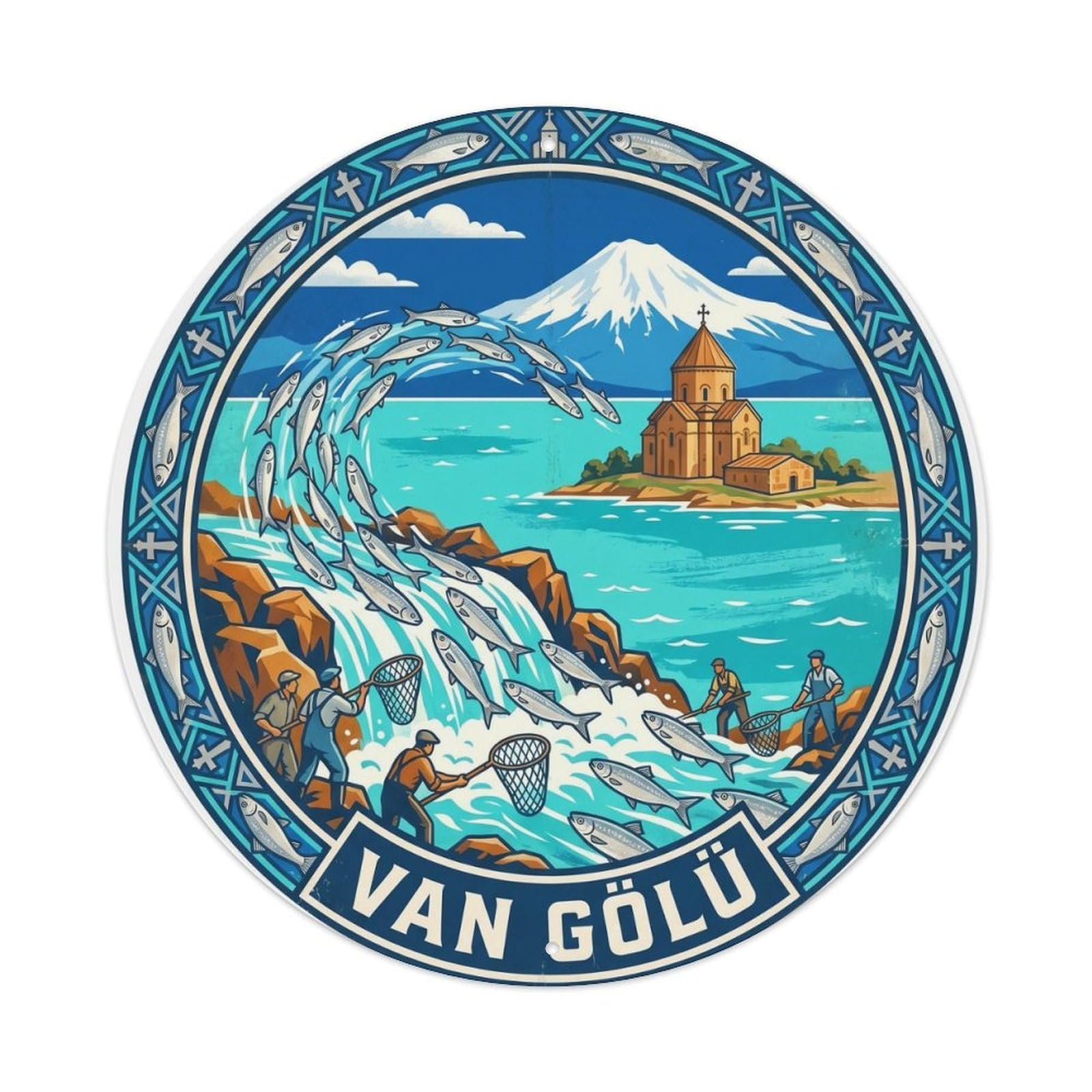 Van Lake Pearl Mullet Turkish Wildlife Travel Metal Tin Sign