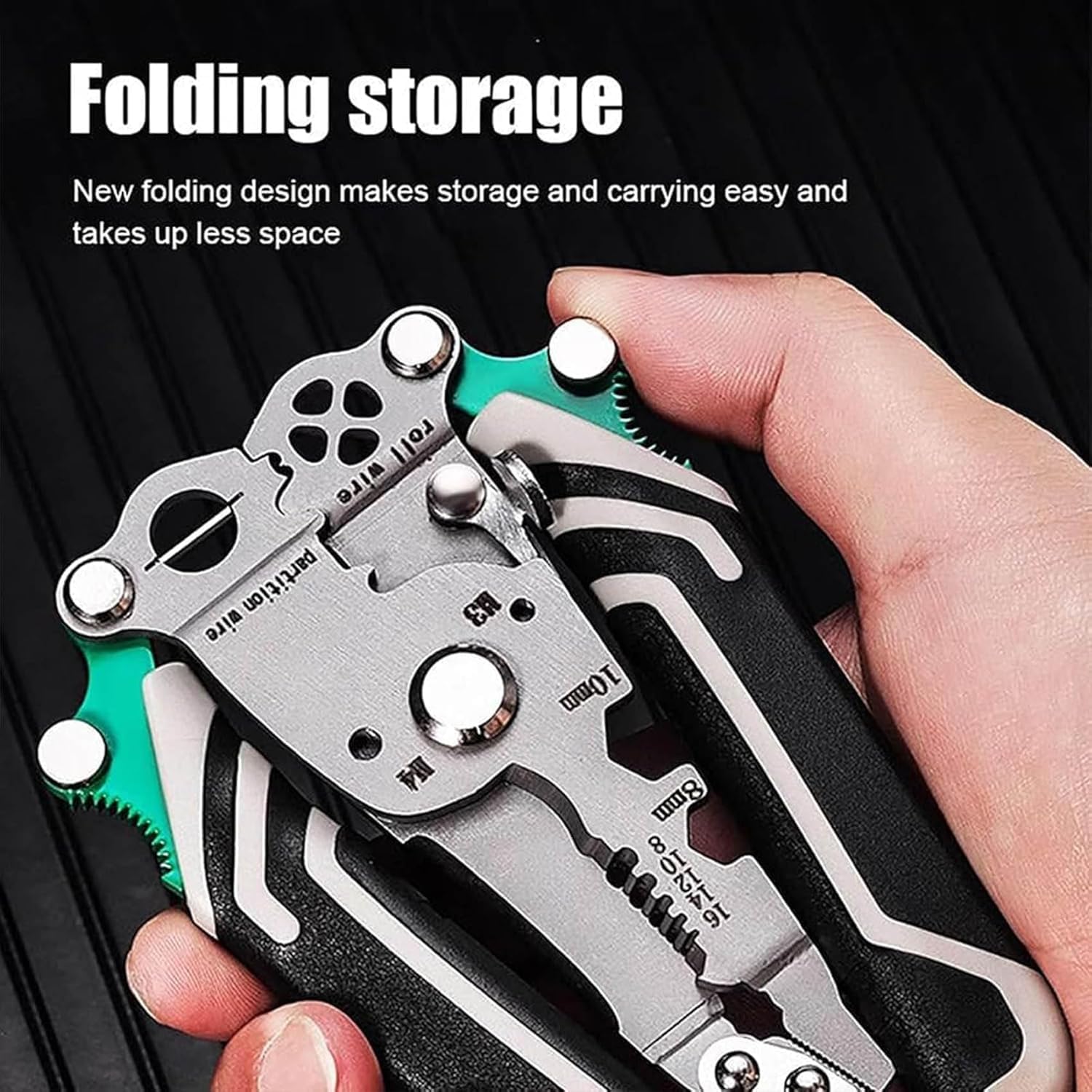 QXORE All in 1 Multifunction Stainless Steel Wire Stripper/Wire Crimping Tool, Wire Cutter, Wire Crimper, Cable Stripper, Wiring Tools and Multi-Function Hand Tool (Green wire) - Image 8 thumbnail