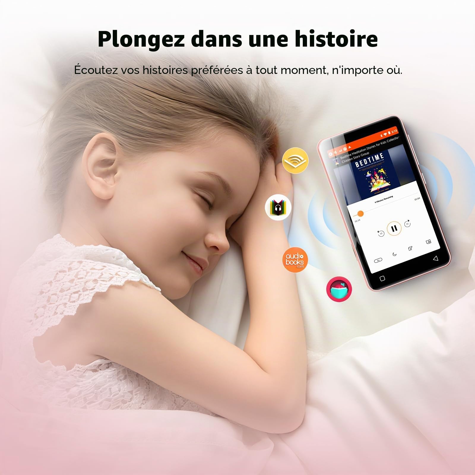 Lecteur MP3 160 Go avec Bluetooth et WiFi, Lecteur MP3 innioasis avec Spotify, 4 Pouces à écran Tactile Android MP4 pour Enfants avec Libby, Audible, Spotify Kids