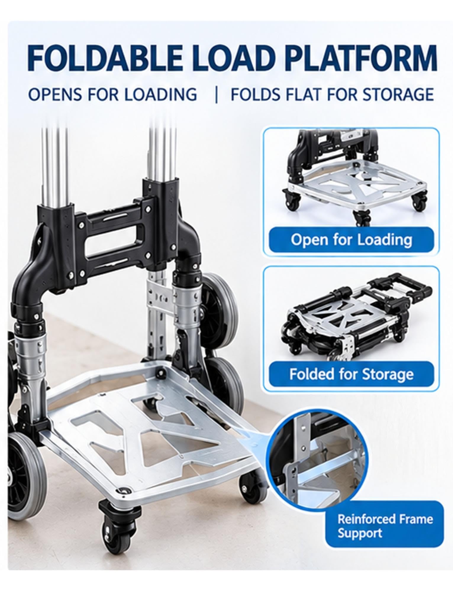 Carrello saliscale pieghevole, portata 120 kg