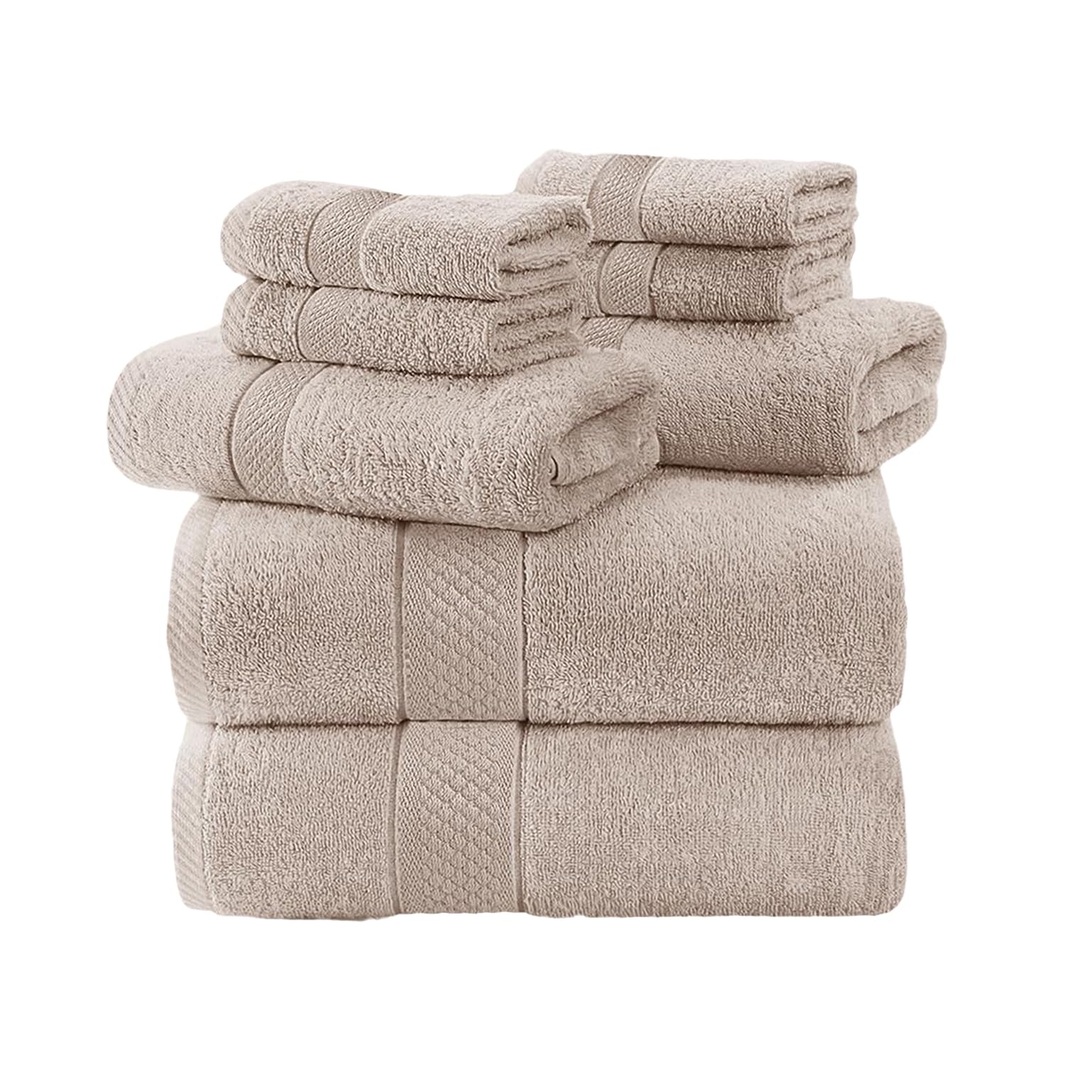 Tee Projekt 100% Cotton 8-Piece Towel Set, Bathroom Towels Set, 2 Bath Towels (70x140 cm, 550 GSM), 2 Hand Towels (40x70 cm, 500 GSM) & 4 Face Towels (30x30 cm, 480 GSM), Pack of 8, Beige-image-11