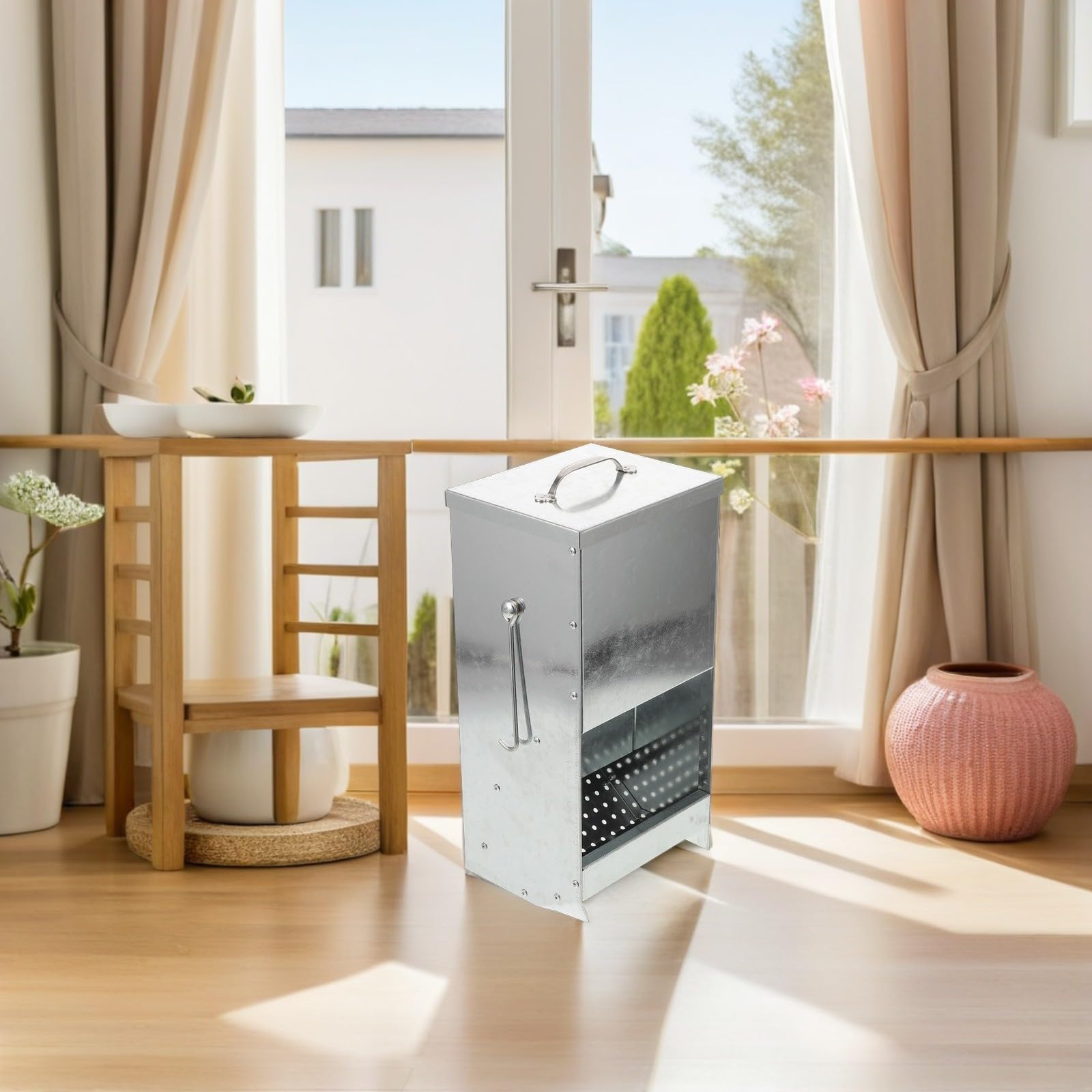 SHINEOFI Mangiatoia in Ferro da 650ml per Conigli e Furetti con Coperchio Magnetico e Ganci Laterali, Facile da Aprire per Gabbie