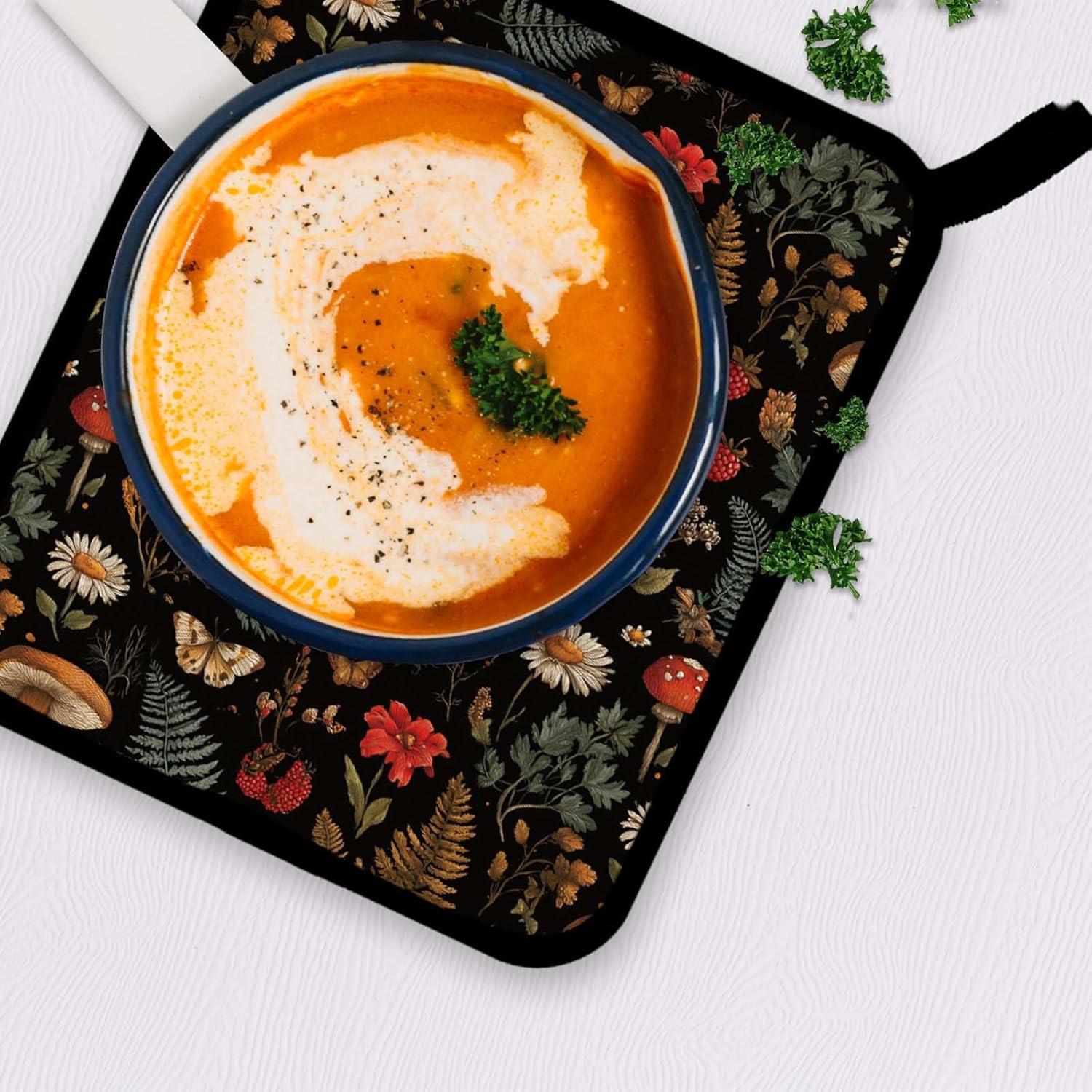 FREEBLOSS 2Pcs Mushroom Pattern Pot Holders for Kitchen Cotton Potholder Heat Resistant Oven Hot Pads Hot Pot Holder for Cooking Baking 7.8x9.5in/20x24cm - Image 6