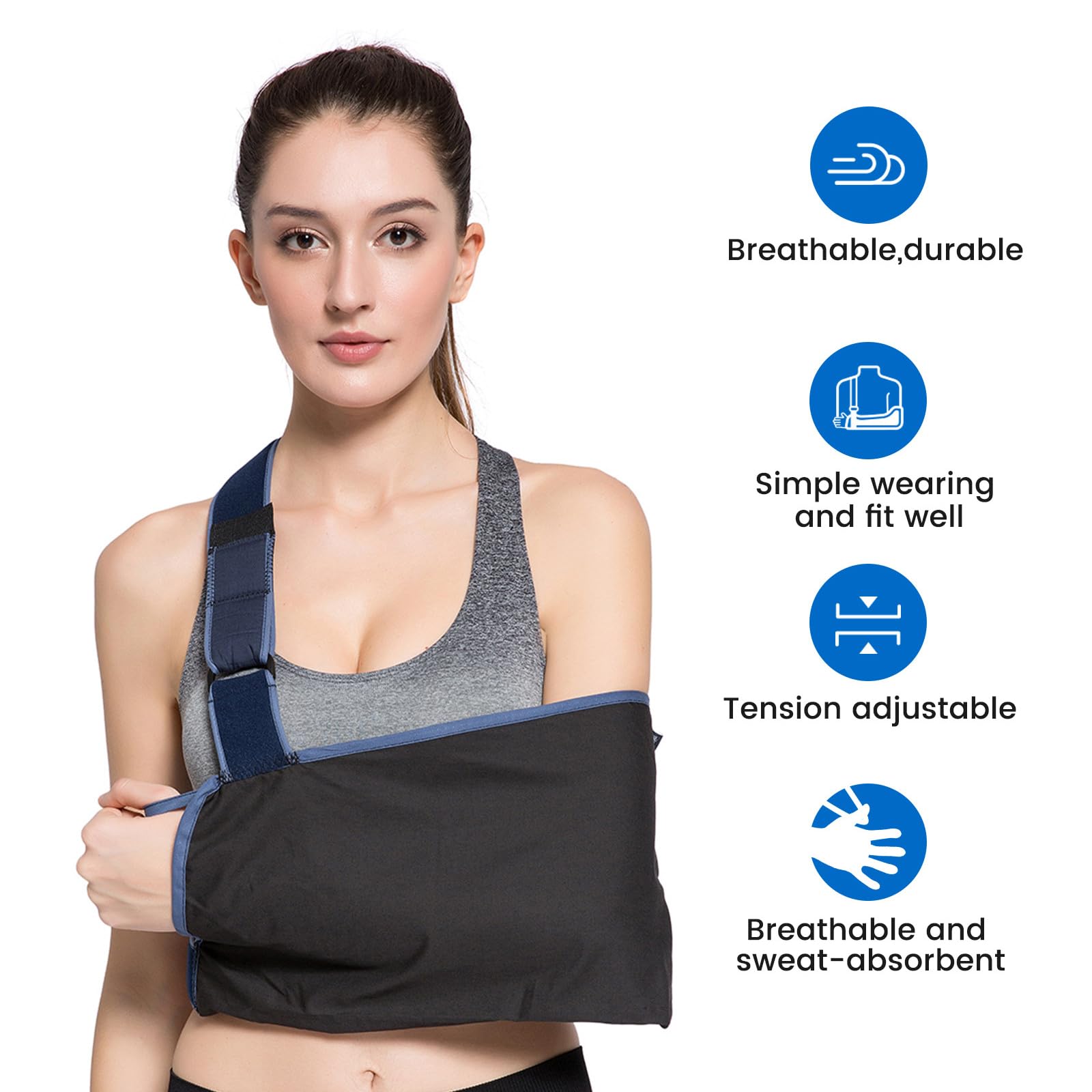 Cabestrillo Ligero para Brazo, Soporte para Brazo, cinturón de fijación de Cintura Ajustable, Tela Suave y cómoda, para Brazo lesionado, fijación de suspensión para Lesiones en el Codo