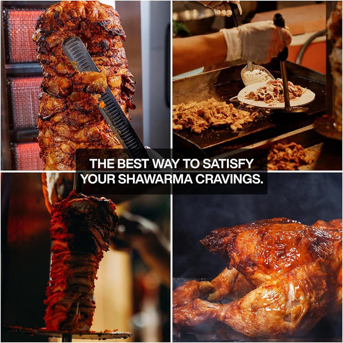 Máquina de Pollo shawarma casera, asta de encimera, asador de Pollo Turco Comercial, asador Vertical con quemadores, Ajustable 300 ° C, 360 ° Rotisserie para la Cocina para el hogar del Restaurante