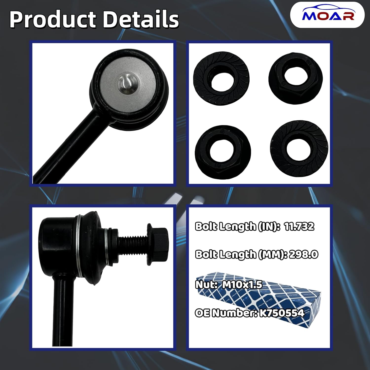 MOAR 2-Set Sway Stabilizer Bar End Link Kit 2013-18 C-Max 2013-15 Escape 2012-18 Focus 2010-13 Mazda 3 Volvo S80 XC60 XC70 C30 C70 S40 V50 Front Suspension Automotive Replacement Parts K750554 1223792