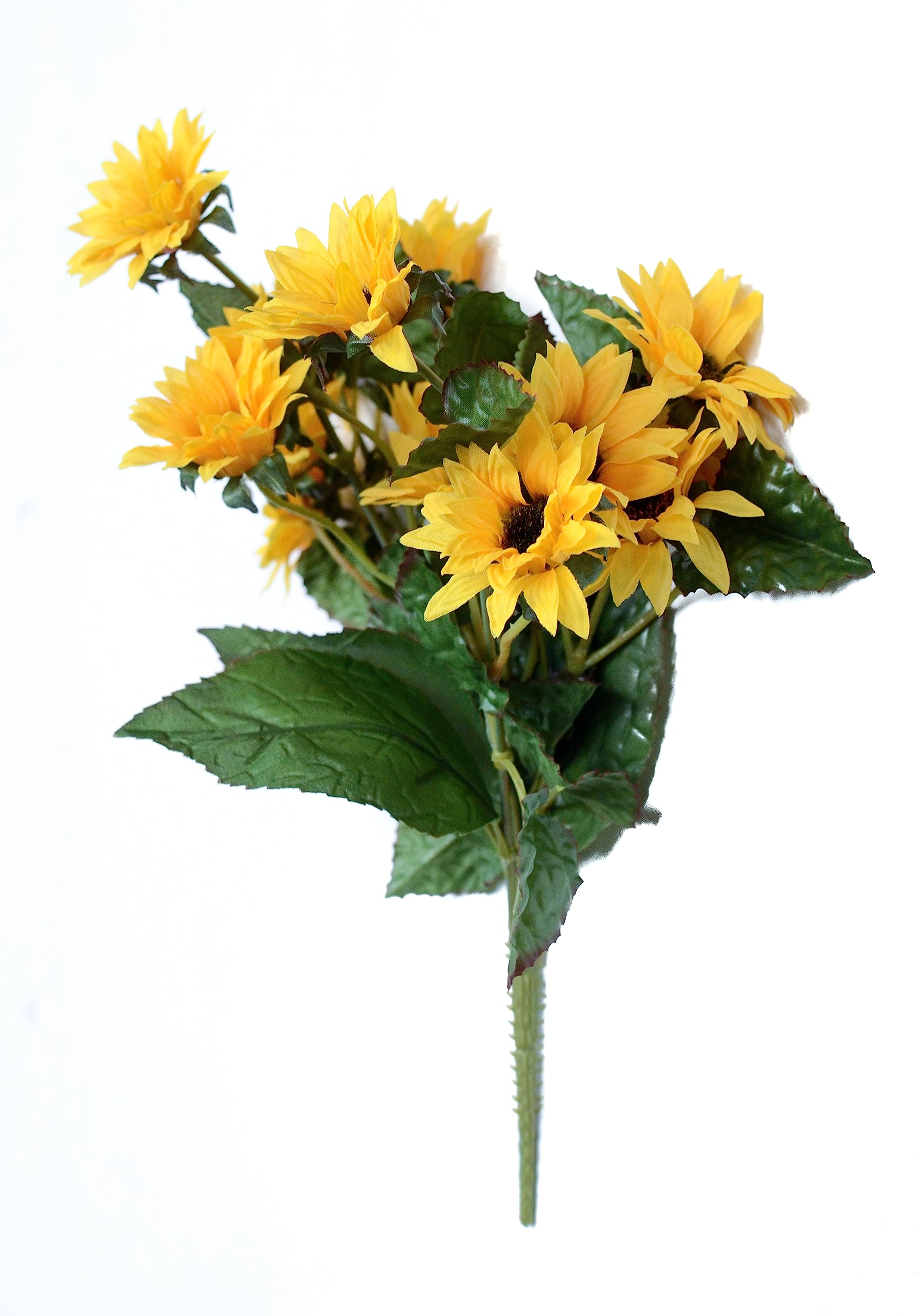 Yellow Ferris Heart Sloane Luxury Artificial Sunflower Bush 31Cm Tall