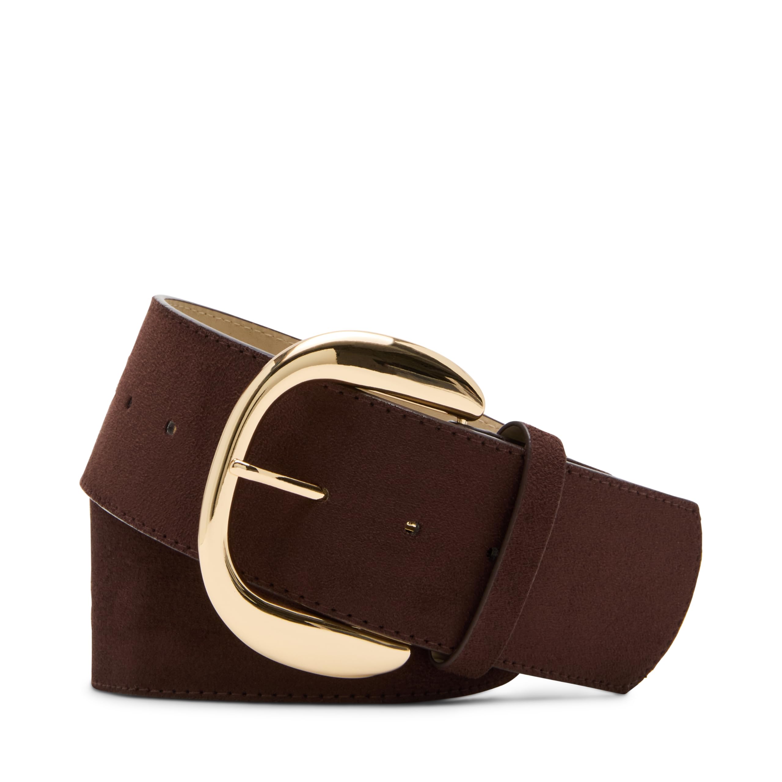 Steve Madden womens Wide Faux Suede Belt, Chocolate, Medium