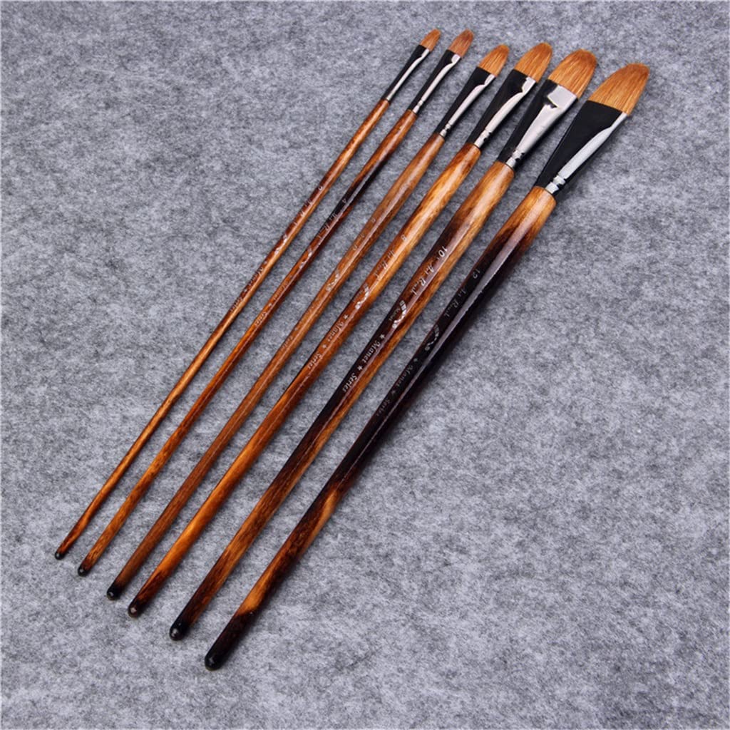 6 Teile/Satz Paintibrush Öl Painthair Wasser Farbe Pinsel Zeichnung Pinsel Künstlerbedarf Pinsel für Künstler (Rosso 6 stücke)
