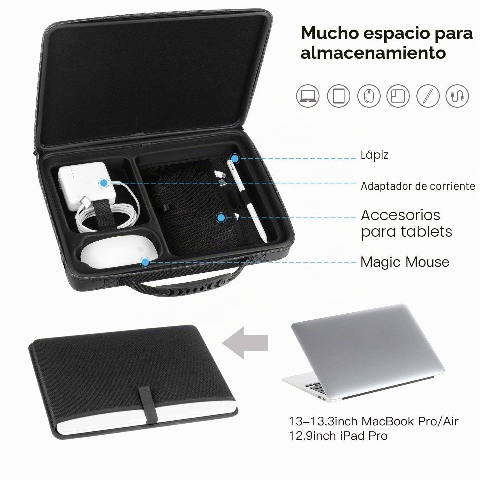 Smatree - Funda rígida para ordenador portátil de 14 pulgadas MacBook Pro 2021/13,3" MacBook Pro/MacBook Air /12,3 pulgadas Surface Pro X/8/7/6/5 de 13,3 pulgadas, color negro