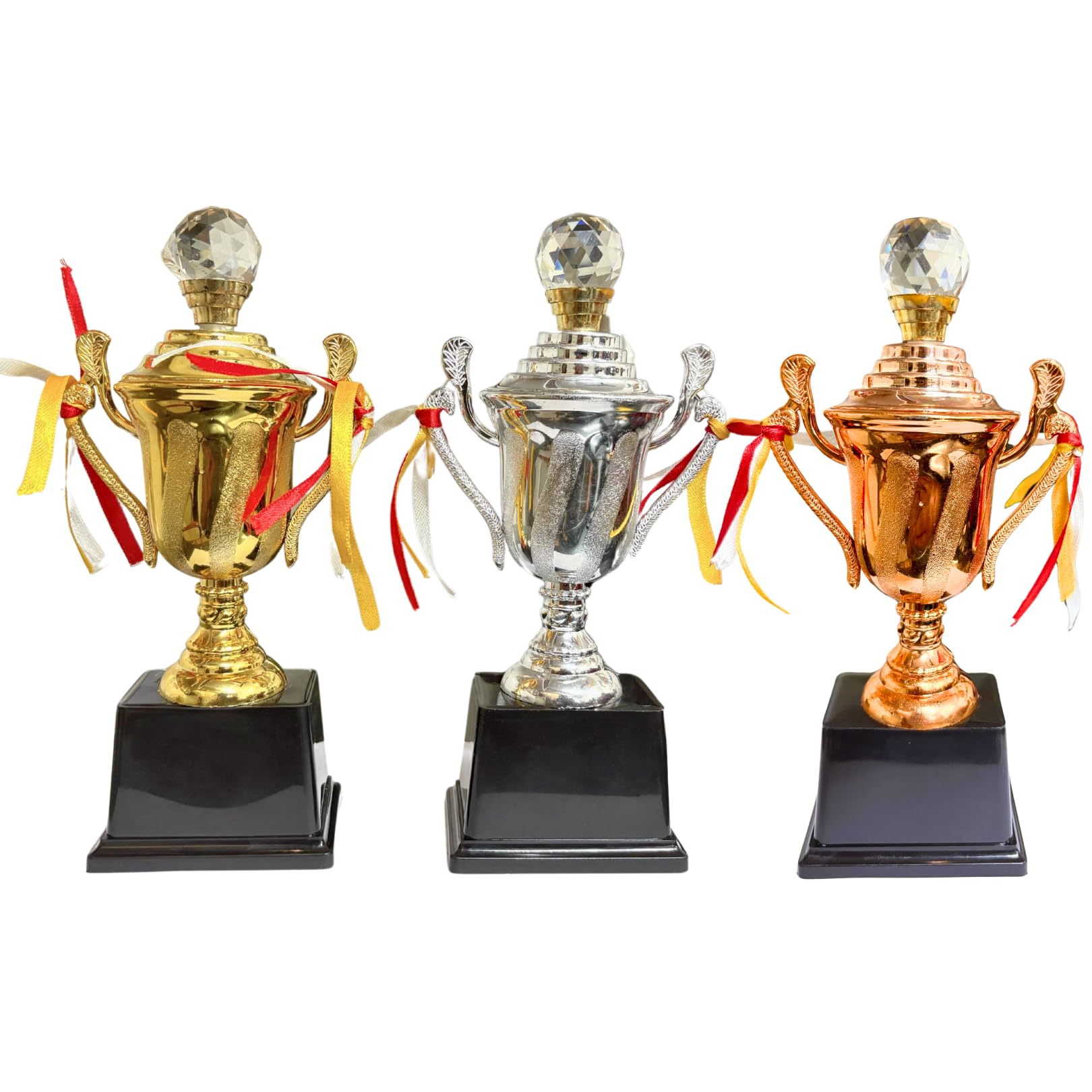 Set of Gold, Silver & Bronze Cup Trophy Award with Shinning Crystal, Logo Printing, Writings & Customisation Available (Bronze Cup, Set of 1)-picture-10
