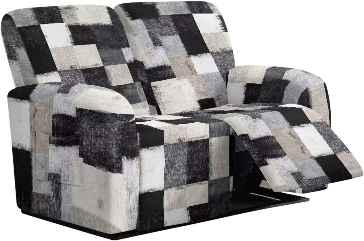 6 Pieces Reclining Loveseat Slipcover Anti-Slip Recliner Sofa Covers for 2 Cushion Couch, Machine Washable Recliner Loveseat Couch Slipcover for Pet Kids Dog, Zebra Print