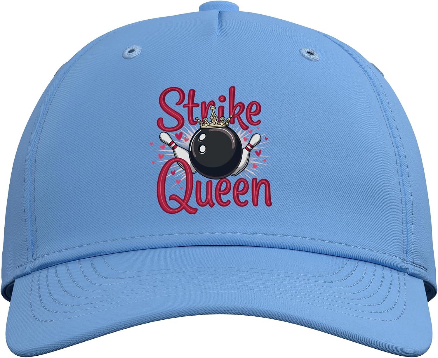 Strike Queen Bowling Ball Pins Crown Hearts Adjustable Baseball Hat image 2