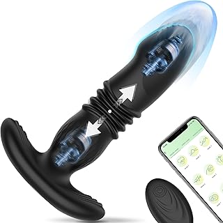 Anal Plug Vibrator with APP Control, Vibrating Butt Plug, But Plug, Anal Dildo for Men Women, Prostate Massager Thrusting Anal Vibrator with 9 Thrusting & Vibrating Modes, Anal Sex Toys for Men Women