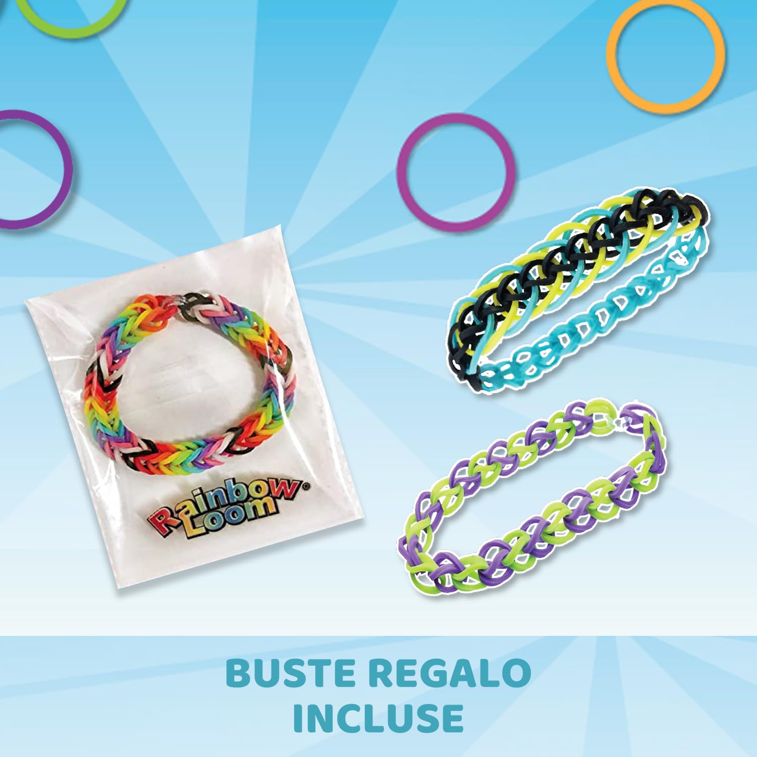 Bandai - Rainbow Loom Boutique – Set Automatico per Creare Braccialetti con Elastici - Hobby Creativo - Contiene 4000 Elastici, Ganci, Beadmoji, Charm - Giocattolo per Bambini dai 7 anni in su -CD0186