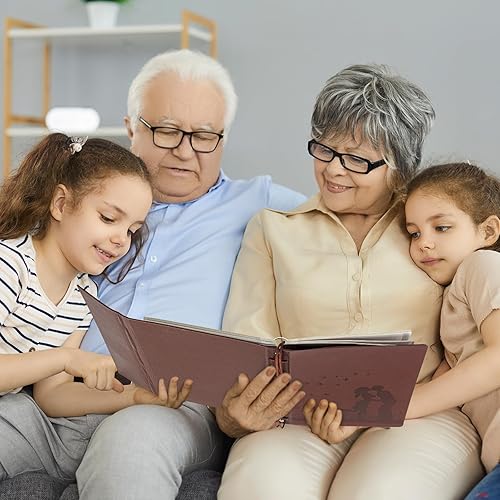 Miniatura 6 de AIOR Álbum de recortes de cuero autoadhesivo, 60 páginas en blanco, álbum de recortes de boda, álbum de fotos de memoria para parejas, aniversario,