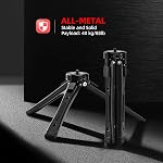 Zeadio Heavy Duty Metal Camera Tripod Stand - Universal Small Table Tripod for Camera, Gimbal, Action Cam, Camcorder, Microphone, LED Light, etc(40kg/88lb Load)