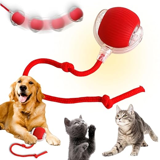 Bola Interativa Giratória Automática para Gatos e Cães, Brinquedo Inteligente com Rolamento, Vermelho, Verde e Cinza Gurumania