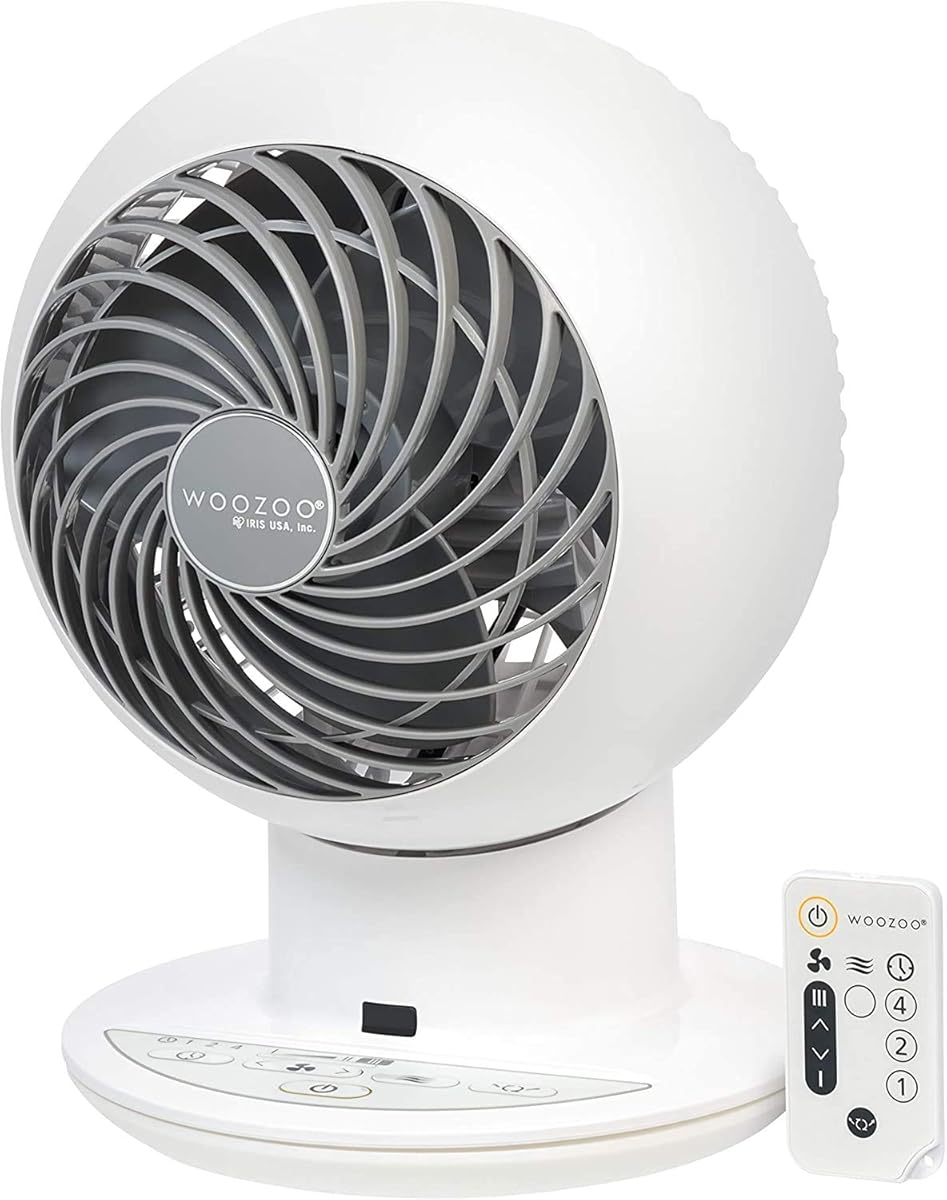 IRIS USA WOOZOO Air Circulator Fan with Remote, Oscillating, 5 Speeds, Quiet Motor, Small Fan for Bedroom, Office, Dorm, White