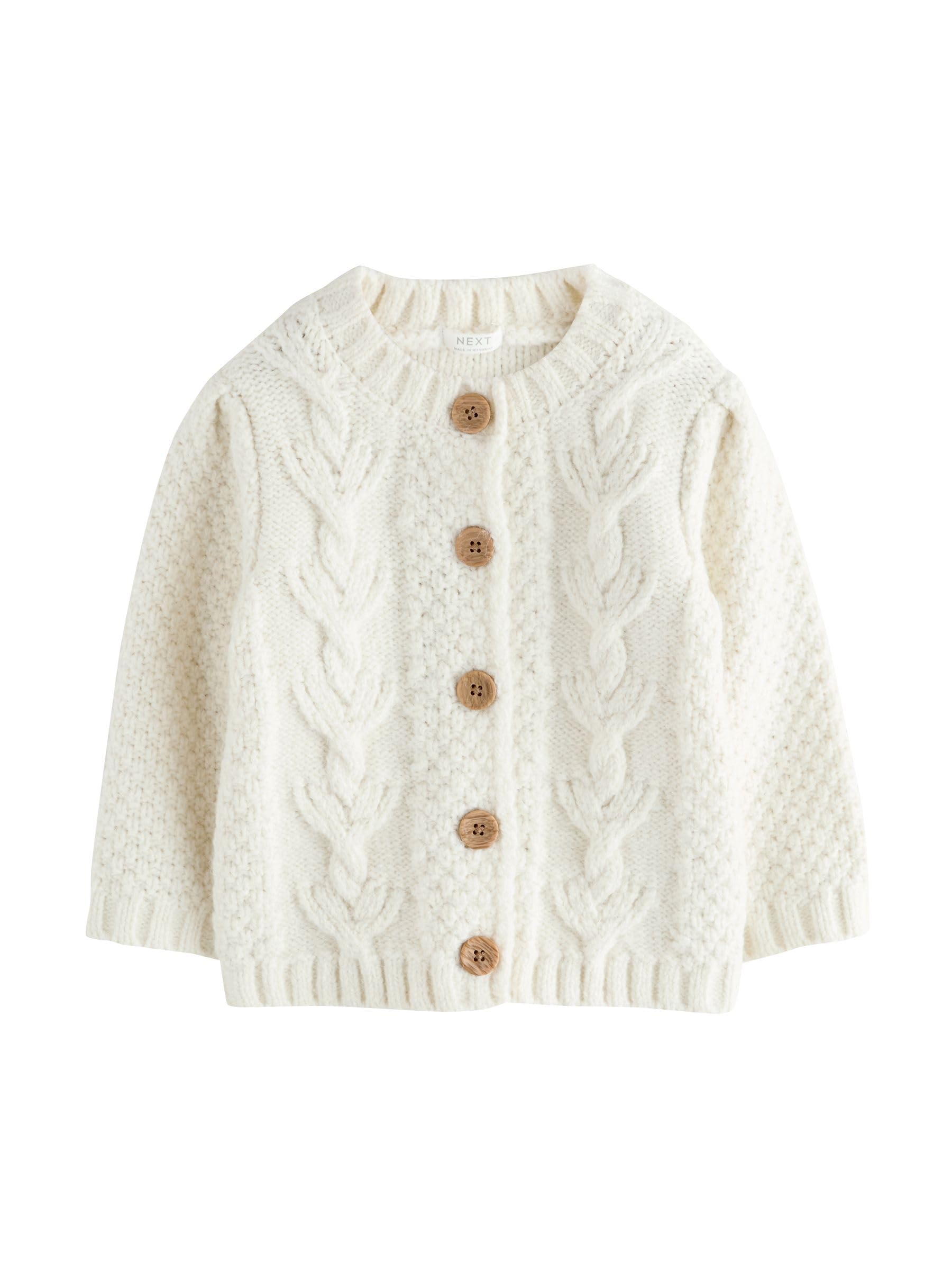 NEXT Mädchen Strickjacke Großgestrickte, noppige Strickjacke in Ecru, Größe 74-80
