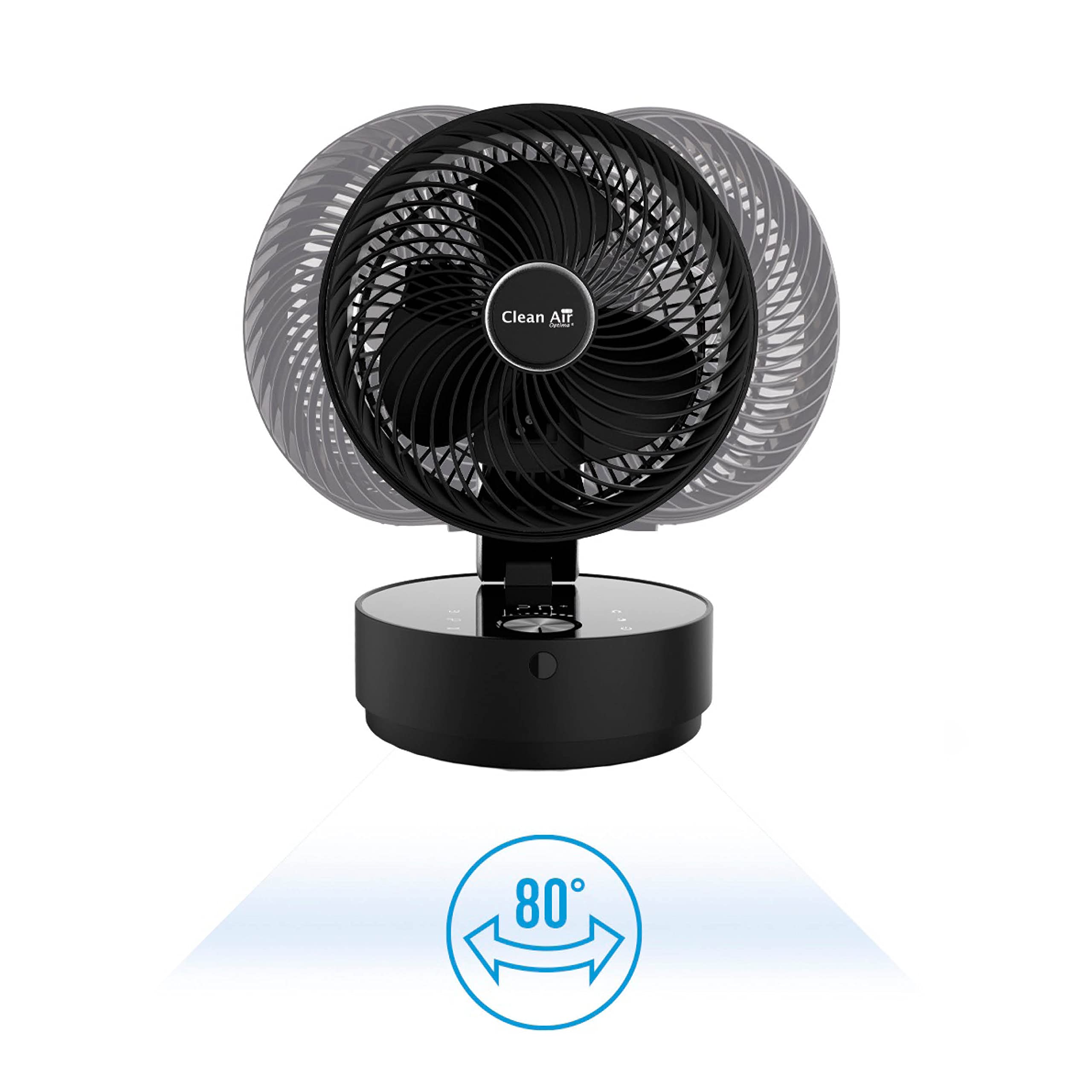 Clean Air Optima CA-404 - Design Zirkulator Ventilator mit Ionisator - Ultraleise automatische Schlafmodus <10dB(A) - Luftgeschwindigkeit bis 7 m/s und Luftdurchsatz: bis 660 m³/h Parent (Schwarz)