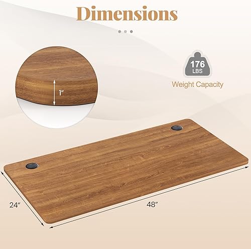 Miniatura 12 de Tangkula Mesa universal de madera, 55 x 28 pulgadas, 1 pieza de escritorio para marco de escritorio estándar y sentado a pie, encimera de oficina
