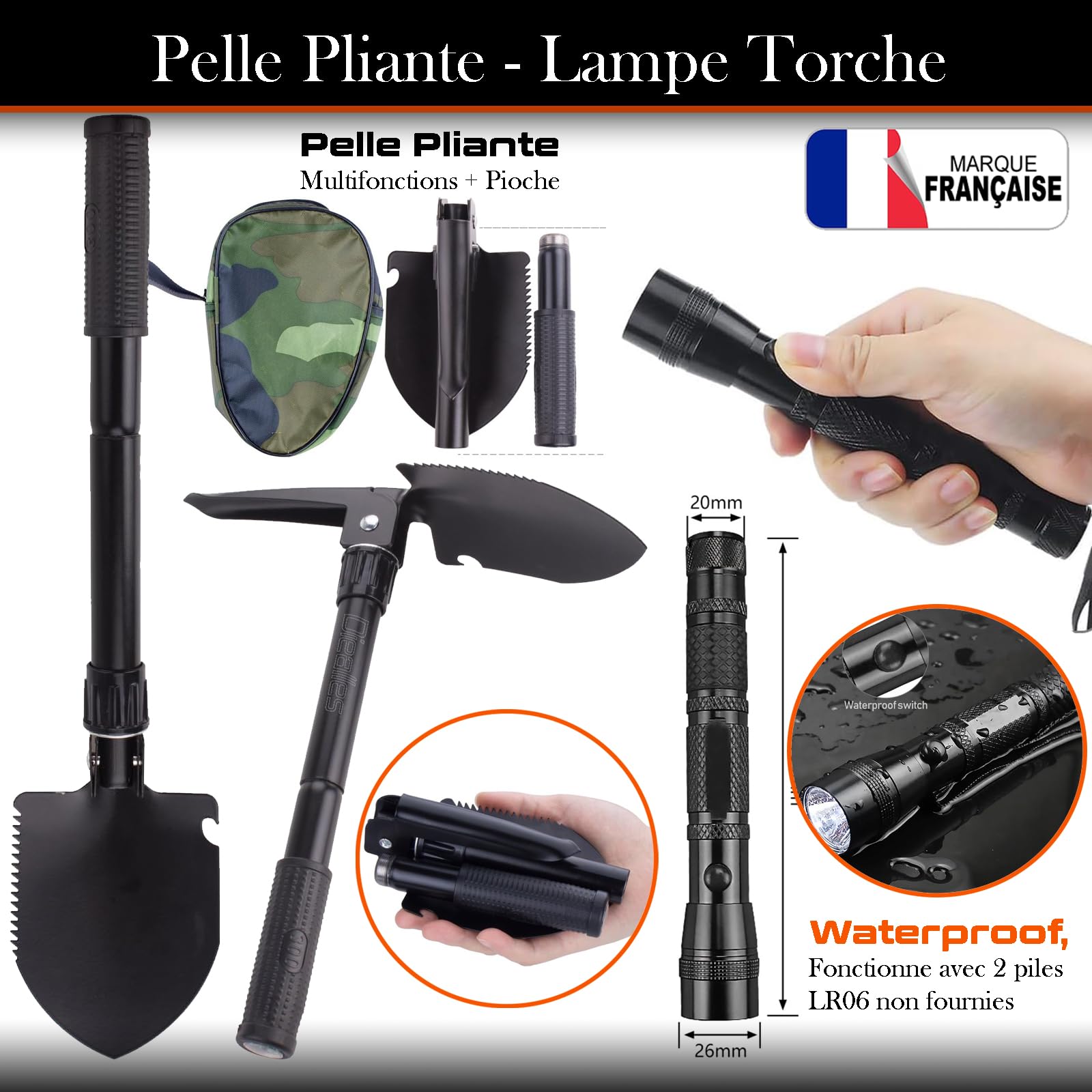 Kit Survie TINALAND 18-en-1 Pour 2 Personnes – Filtre Eau, Lampe – Camping