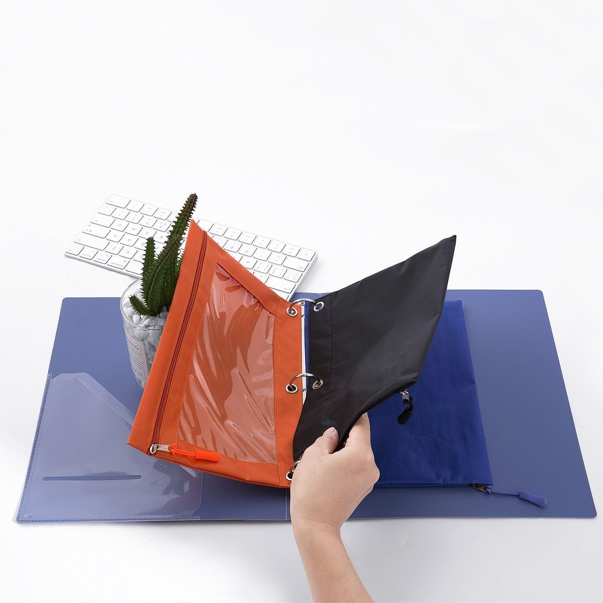 Binder Pencil Pouches, Pencil Pouch for 3 Ring Binder, Clear