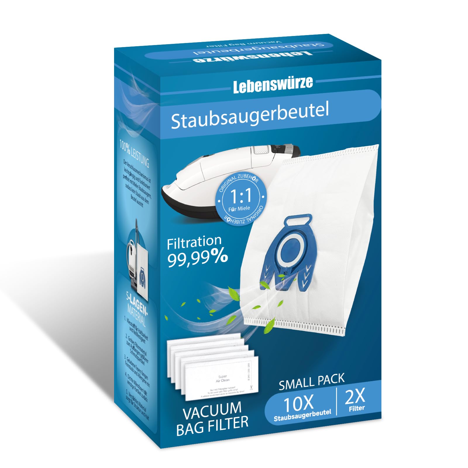 10 Staubsaugerbeutel Für Miele - Mit Filtern & Reinigungsbürste